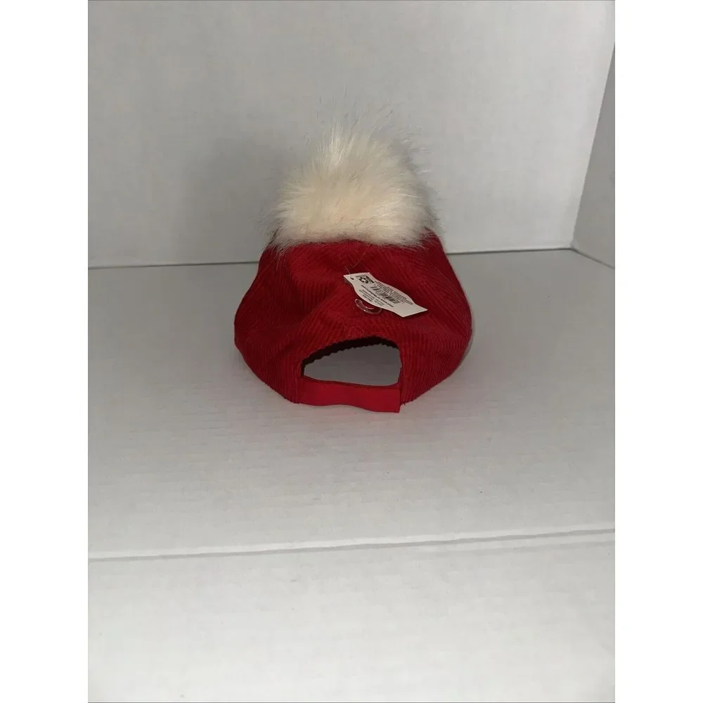 Holiday Time Santa Claus Face Sherpa Baseball Hat Pom Christmas UNISEX Adult NEW